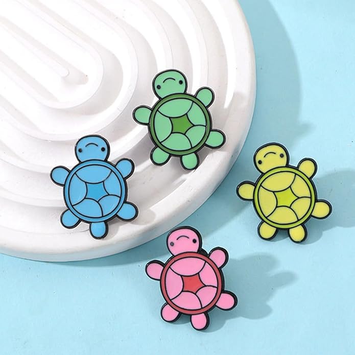4Pcs Funny Colorful Turtle Brooch, Cute Animal Turtle Enamel Pin, Cartoon Alloy Brooch Suitable for Decorating Clothes, Bags, Hats, Gifts and Parties