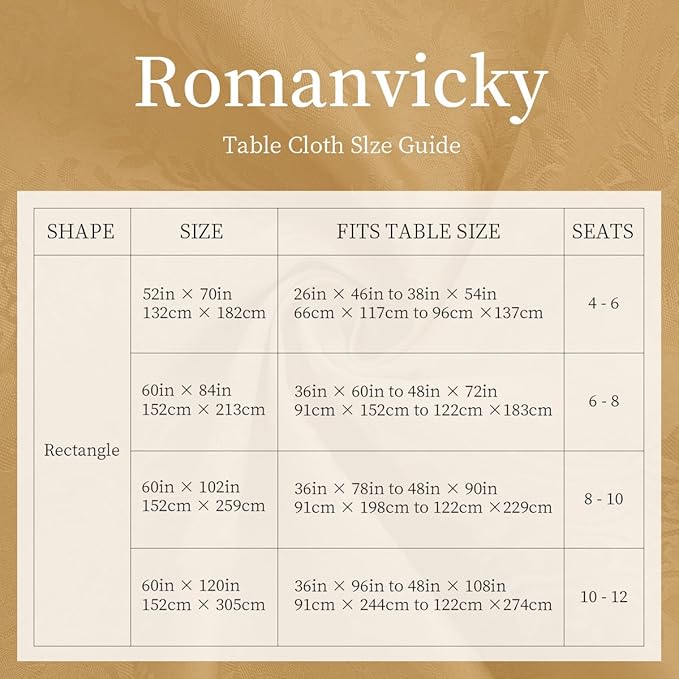 Romanvicky Christmas Jacquard Tablecloth Gold Flower Pattern Rectangle Table Cloth Spill Proof Wrinkle Resistant Polyester Table Cover for Dining, Kitchen, Thanksgiving Decoration, 60 x 120 Inch