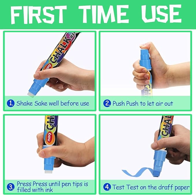 SMOOTHERPRO Chalk Marker, 10mm Liquid Chalk Markers, 3-in-1 Nib Washable Window markers for Glass Mirror, 8 Colors Erasable Chalkboard Markers for Blackboard