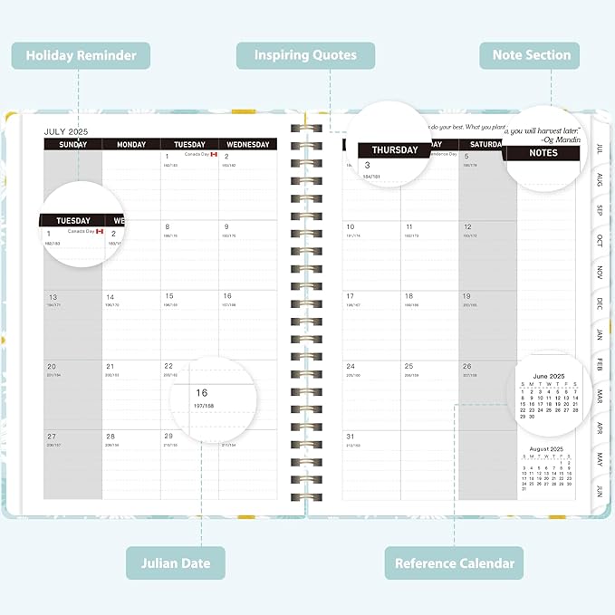 Planner 2025-2026, Weekly and Monthly Calendar Academic Planner (July 2025 - June 2026), Hardcover Teacher School Student Agenda with Tabs, Ideal for School Office Supplies, A5 (6.3" x 8.5")