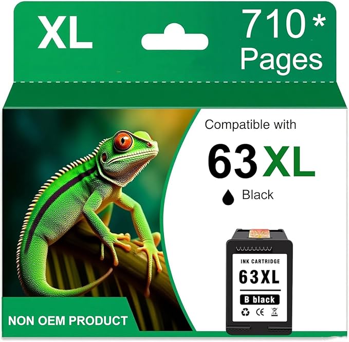 63 63XL 3830 4520 Printer Ink Cartridge for HP Black Ink 63 HP63XL for HP 63 XL Black Ink Cartridge High Yield Work for OfficeJet 3830 5255 5258 Envy 4520 4512 4513 4516 DeskJet 1112 1110 3630 Printer
