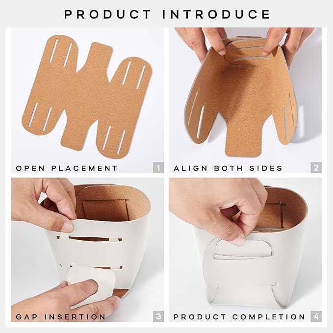 HOMIEAZICOZI 2-Pack Cork Leather Desk Accessories Storage - Pencil Pen Holder - Makeup Brush Holder Organizer - Stylish Addition to Home Decor (White)