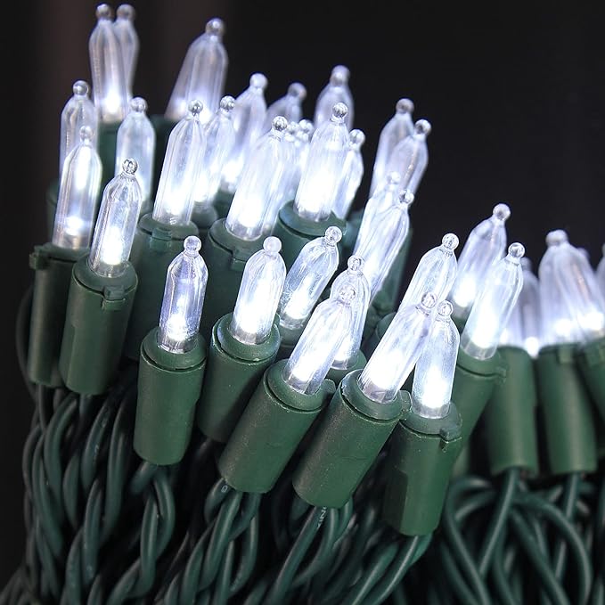 150 LED Cool White Christmas Lights on Green Wire, 50 Feet Xmas Tree Lights, UL Certified for Outdoor Indoor