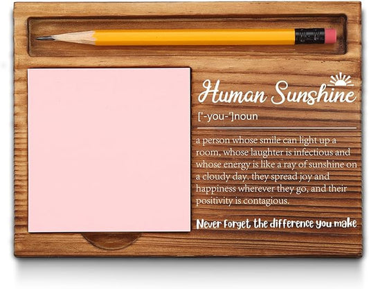 Human Sunshine Gifts for Women, Coworker Leaving, Human Sunshine Sticky Note Holder, Thank You Appreciation Gifts Friends Women Men Coworkers Self-Stick Note Pad Holders GAA50