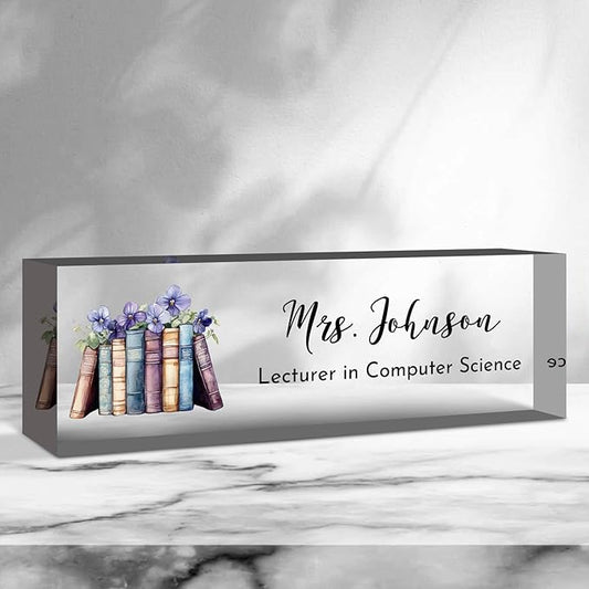 Teacher Desk Name Plate Personalized, Custom Name Plate for Desk, Acrylic Desktop Accessories, Office Gift & Decor for Women Men, Teacher Nurse Boss Employee Appreciation Gifts