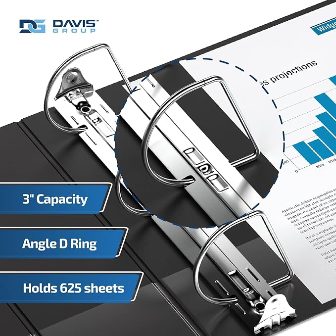Premium Economy 6-Pack 3-Ring Binders for School or Office, Round-Ring Binders, 3 Inch, Black