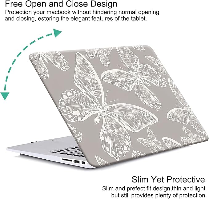 KEROM Compatible with MacBook Air 13 inch Case 2021 2020 2019 2018 Release M1 A2337 A2179 A1932, Protective Plastic Hard Shell Case & Keyboard Cover, Has Logo Cutout, Butterfly