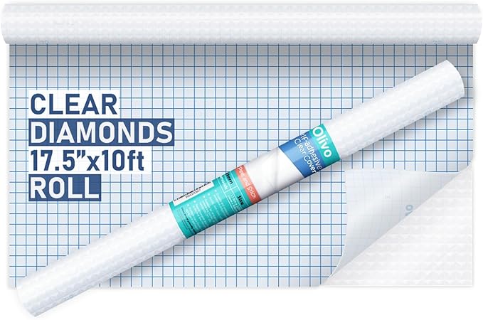 Diamonds Clear Contact Paper Roll for Books Crafts, 17.5in x 10ft Sticky Adhesive Clear Plastic Cover Protector Film Liner