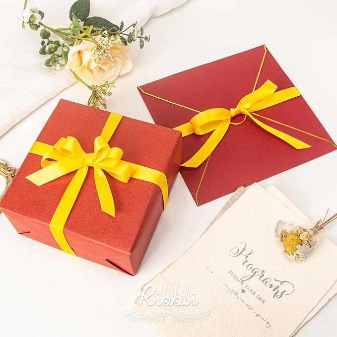 Ribbli Maize Satin Ribbon 5/8 inch x Continuous 25 Yards,Double Faced Satin Use for Craft, Gift Wrapping, Christmas Ornaments, Hair Bows, Bouquet Bows