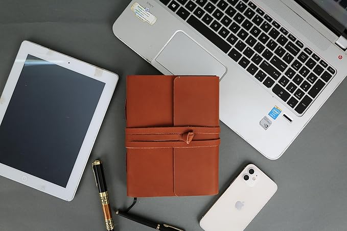 Handmade Leather Journal | Writing Notebook Diary | Bound Daily Notepad For Men & Women Unlined Paper Medium, Writing Pad for Artist, Sketch