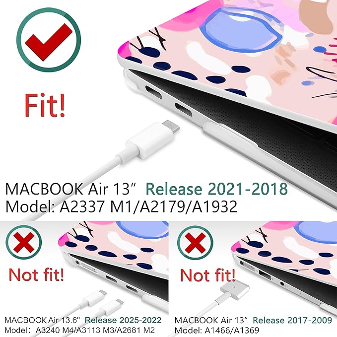 DONGKE Compatible with MacBook Air 13 inch Case 2021 2020 2019 2018 Release A2337 M1 A2179 A1932 with Retina Display & Touch ID, Plastic Hard Shell & Keyboard Cover - Floral Artistic