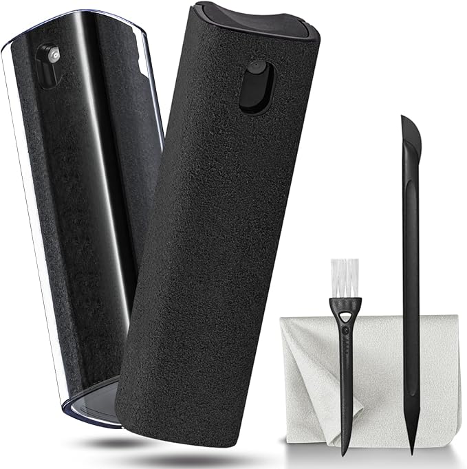 walrfid 2 Pack Screen Cleaner Spray and Wipe for Laptop Monitor and Car Screens, Phone Touchscreen Mist Cleaning Kit for Cellphone, Tablet, PC, Computer, LCD, MacBook, iPhone, iPad, Mac Pro - Black