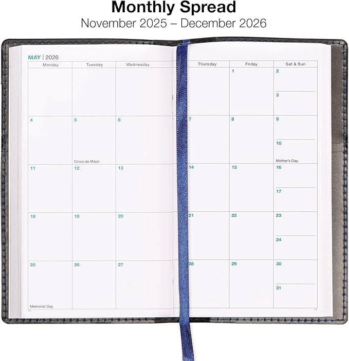 2026 Pocket Planner/Pocket Calendar and Pen, 3.5"x6": Includes 14 Months (November 2025 - December 2026) / 2026 Weekly Planner/Weekly Agenda/Monthly Calendar Organizer (Navy/Black)