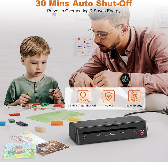 9-Inch Thermal Laminator Machine, World's First Open-Lid Design, Remove Jam in 5s, Auto Shut-Off, NTC Temperature Control, 5 Laminating Sheets for Teacher School Home Office Personal, Black