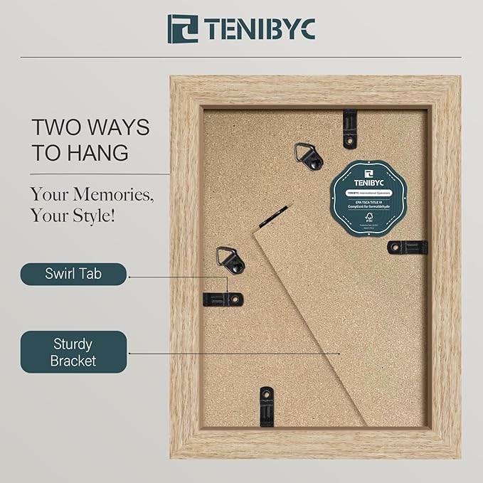 5x7 Oak Picture Frame with HD Glass - 3pk, Natural Wood Photo Frame, Table Top Display