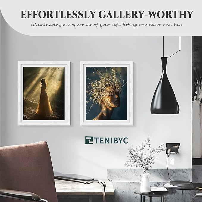 16x20 Frame 4 Pack - White, HD Tempered Glass, Wood Poster Frame, Display 16 x 20 Photos, Posters, and Puzzles, Gallery Wall Hanging