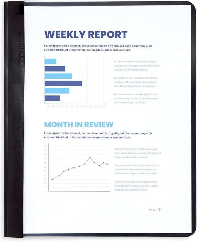Blue Summit Supplies 25 Black Plastic Report Covers with Prongs, Black 3 Prong Clear Front Report Cover for Presentation, Document, and School Use, 0.42mm PP Plastic, Bulk 25 Pack