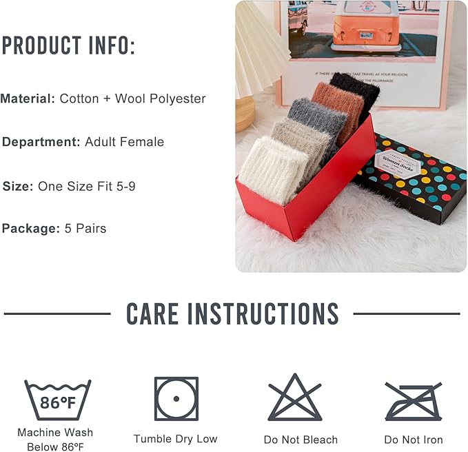 5 Pairs Fuzzy Soft Cozy Comfortable Socks for Women, Casual Sleep Comfy Socks, Perfect Warm Winter Gifts for Women