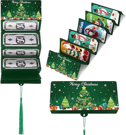 Christmas Cash Gift Envelopes 5 Slots, Christmas Cash Gift Envelopes，christmas Card Book with Tassel & Santa Card Supplies,2025 New Creative Cashs Surprise Envelope for Checks or Cards(StyleD,1pc)