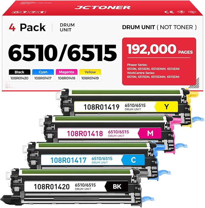 Phaser 6510 WorkCentre 6515 Drum Unit Replacement for Xerox 108R01420 108R01417 108R01418 108R01419 Imaging Unit Compatible for Xerox 6510N 6510DN 6510DNM 6510DNI 6515N 6515DN 6515DNM 6515DNI Printer