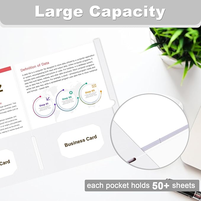 Folders with Pockets, LAYZZ 60 Pack Paper Pocket Folders, 2 Pocket File folders Fits Letter Size Paper, for School Office and Home (White)