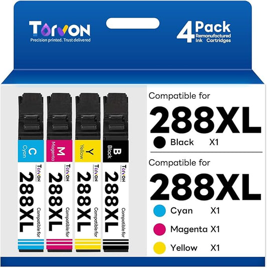 Remanufactured Ink Cartridge Replacement for Epson 288 288XL Ink Cartridges Compatible with Expression XP-440 XP-330 XP-430 XP-434 XP-340 XP-446 Printer(Black, Cyan, Magenta, Yellow)