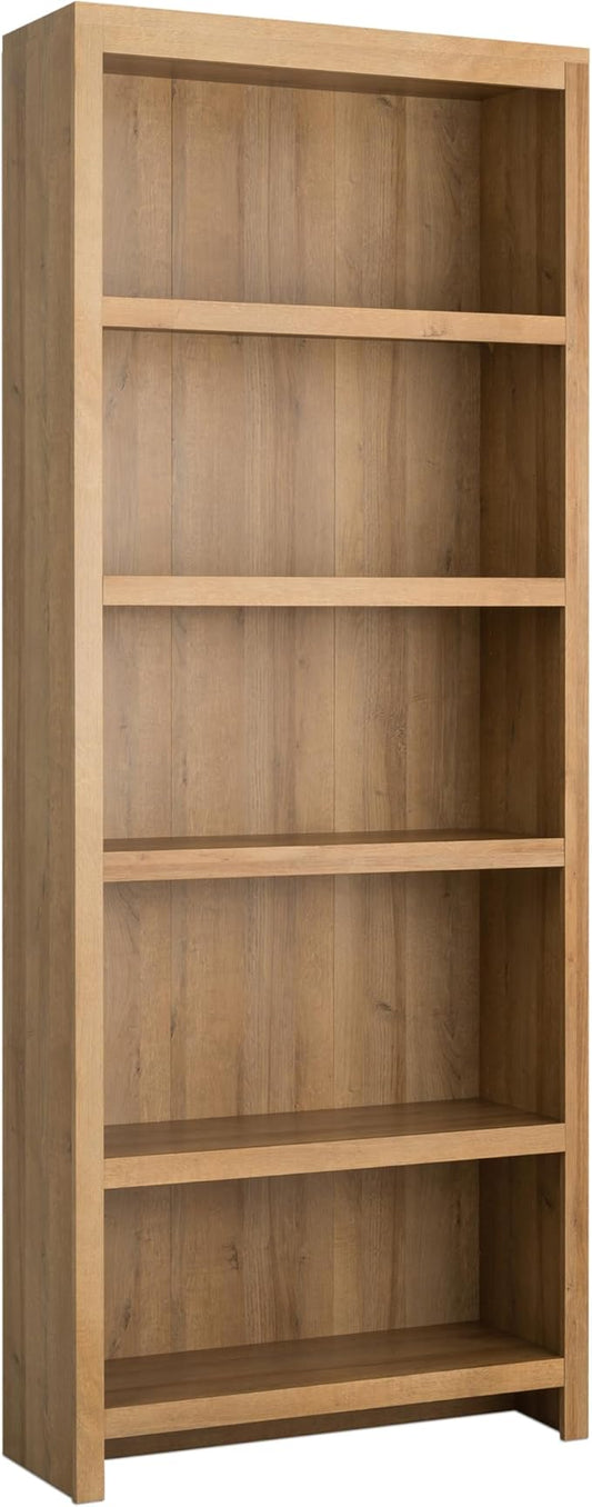 Prepac Moda 5-Tier Tall Wooden Bookcase, Oak Storage Cabinet, Display Cabinet, Bookshelf with Storage Shelves 31.75" W x 80" H x 12" D for Home Office, Living Room, Bedroom Organizer