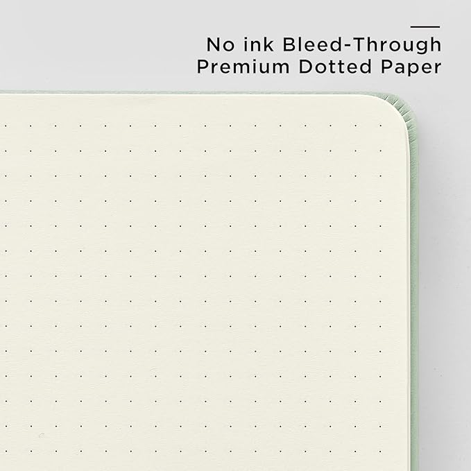 &And Per Se Dotted Journal Notebook, A5 Hardcover Bullet Dotted Journal, 160 Pages 100 gsm Thick Paper, 3 Sheets of Stickers Included - 5.7'' x 8''（Lime Green）