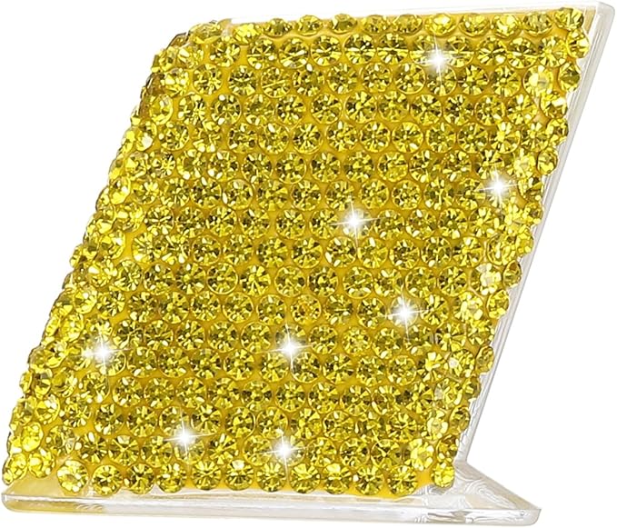 PATIKIL Rhinestone Business Card Holder, Crystal Business Card Holders Bling Business Card Organizer Display Stand for Desktop Desk Office Exhibition, Yellow
