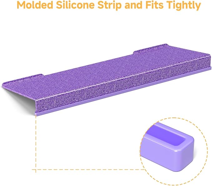 Ergonomic Computer Keyboard Stand - 17 Inch Glitter Purple Acrylic Keyboard Riser for Desk Tilted Keyboard Holder Tray with Non-Slip Strip for Home Office Easy Typing & Working