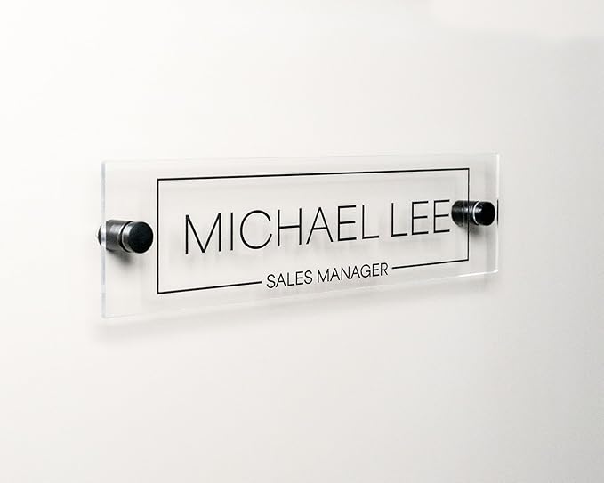 Name Plate For Wall or Door - Name Sign For Office (Clear Acrylic)