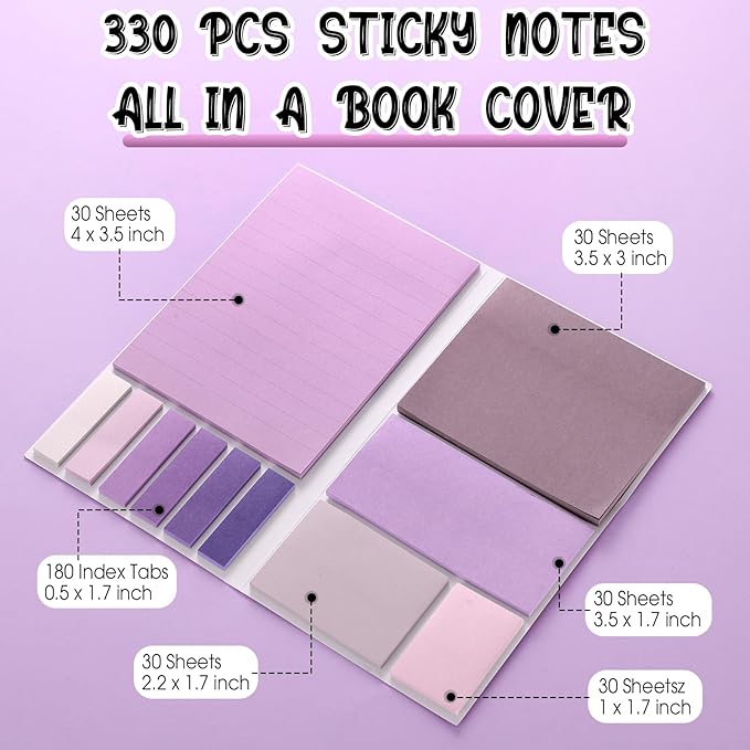 Janlaugh 38 Pcs Aesthetic College School Supplies with Pen Case Sticky Notes Gel Pens Highlighters Correction Tapes Back to School Stationery Kit(Purple Color,Classic)