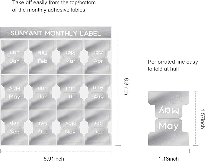 72 Pieces Adhesive Monthly Planner Tabs Monthly Index Stickers Decorative Label Calendar Stickers for Office Study Planner Journal Notebook Back to School Accessories(Silver)