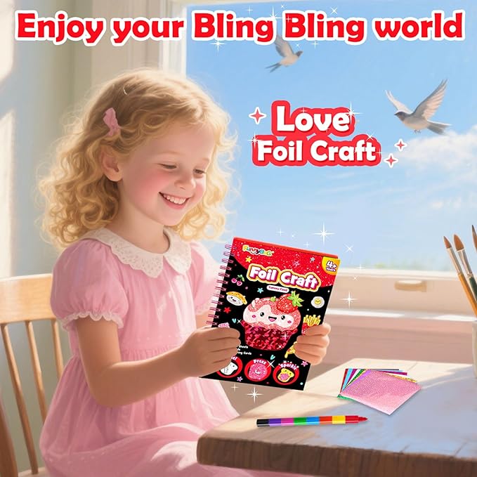 FUNNYB&G Foil Art Craft for Kids - Christmas Crafts Gift Party Favors Stocking Stuffers for Kids Fun Art Supplies Creative Birthday Gift Travel Toys for Girls Boys 4 5 6 7 8 9 Years Old (Food)