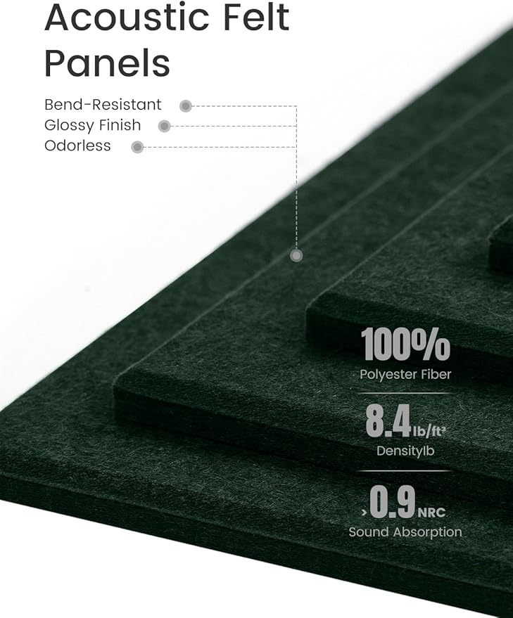 Bumusty Large Cork Board 47"x35" Alternative - 12 Pack Felt Wall Tiles with 70 Safe Removable Adhesive Tabs, 30 Pushpins, Cork Boards for Walls Pin Board Bulletin Board Office Decor (Aurora Green)