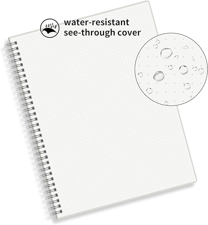 Large Dot Grid Spiral Notebook, 8.5" x 11", Premium 100gsm Ivory White Paper, Sturdy See-Through Cover, 128 Dotted Pages per Notebook(2 Pack) for Home, School, Office, Artist Writing/Drawing