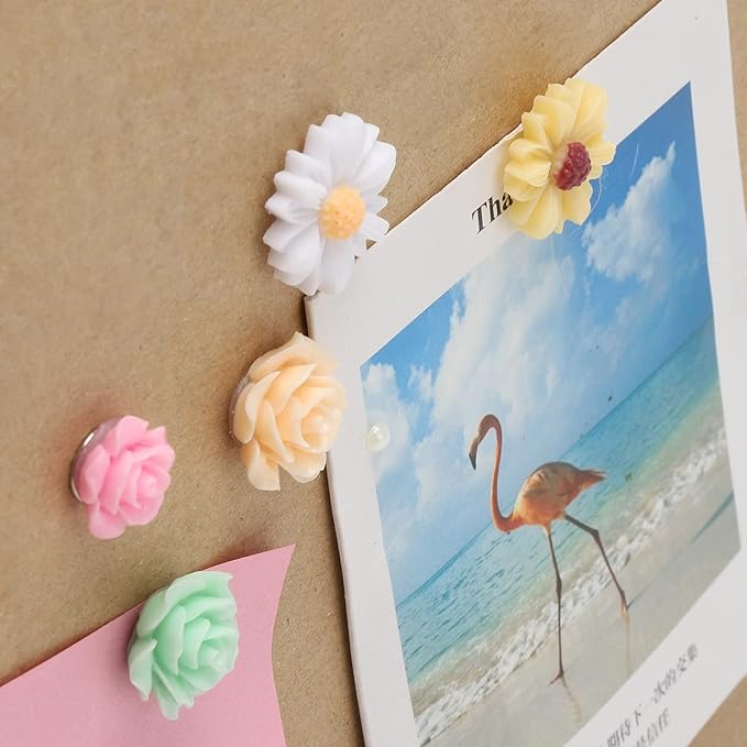 Flower Decorative Push Pins 50Pcs for CorkBoard Office or Home