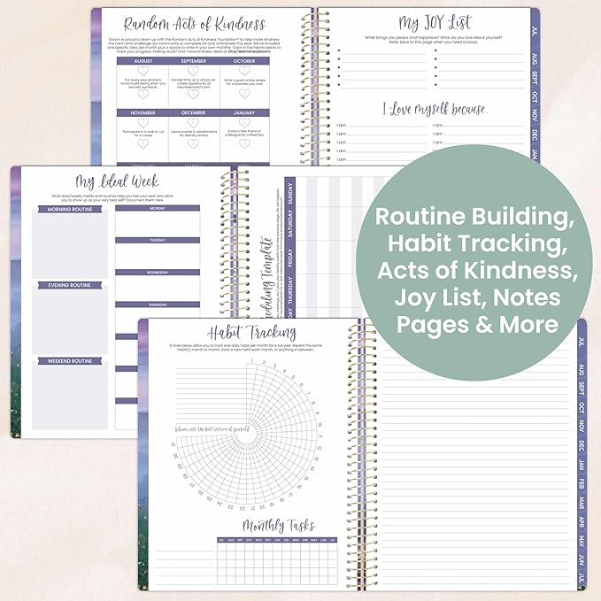 bloom daily planners 2025-2026 (8.5" x 11") Academic Year Day Planner (July 2025 - July 2026) - Weekly & Monthly Dated Agenda Organizer with Stickers & Tabs - Mystical Mountains