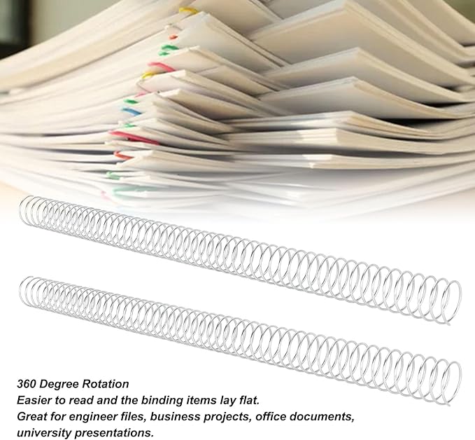 100pcs Total Spiral Binding Coil, 170 Sheets Capacity 4:1 Pitch and 48 Loops 360 Degree Rotation Wire Binding Spines for Size Paper of 8.5 x 11inch, Set Kit for A4 (Silver)