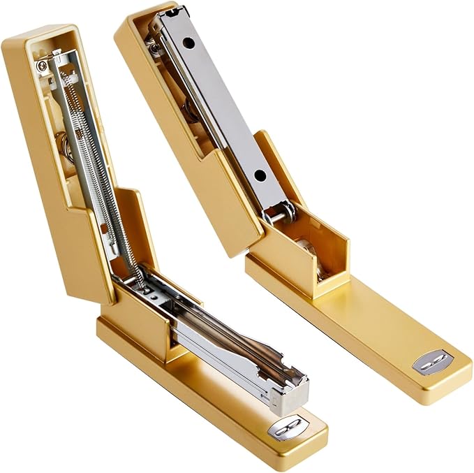 2 Piece Matte Gold Stapler and Tape Dispenser Set for Home Office Decor, Classroom Supplies, Desk Accessories for Dorm Room, Students, Teachers, Office Organization