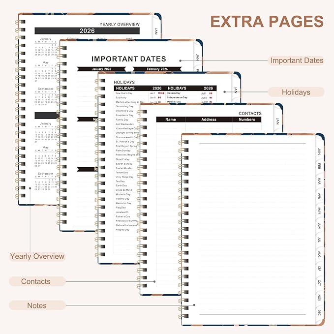 2026 Planner, Weekly and Monthly Academic Planner Calendar (JAN.2026 - DEC.2026), Planning Agenda Book, for Office Desk Accessories and School Supplies, A5(6.3" x 8.5")