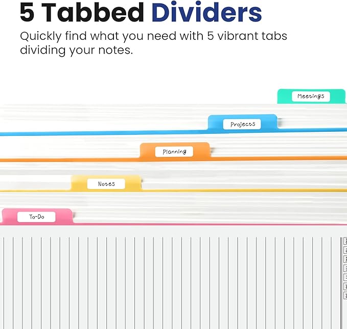Hardcover Spiral Journal Notebooks for Work With Removable Dividers & Tabs, 8.5"x11" 5 Subject Notebook for Note Taking & Organizer, A4 College Ruled Lined Journal for Women & Writing, Celestial Garden, 280 Pages