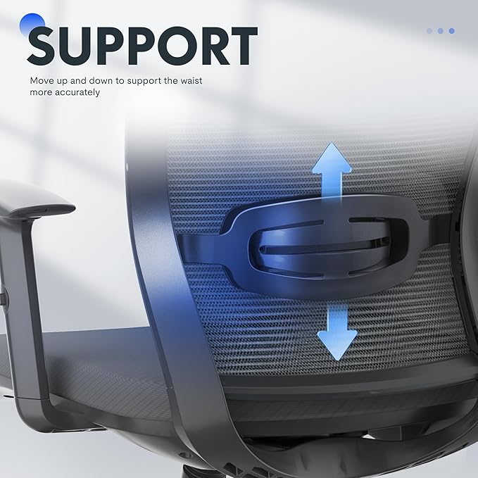 FLEXISPOT Ergonomic Office Chair, High Back Home Office Desk Chairs with Adjustable Lumbar Support, Armrests,90-130° Tilt Lock, Comfort Wide Cushion, Swivel Computer Gaming Chairs for Adults (Gray)