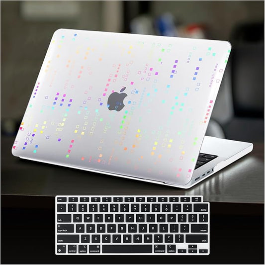 DTangLsm for M4 MacBook Air 13 inch Case 2025 2024-2022 M3 M2 A3240 A3113 A2681, Clear Plastic Hard Case for MacBook Air 13.6 inch Laser Print Laptop Shell&Keyboard Cover for Mac Air M4, Squares Clear
