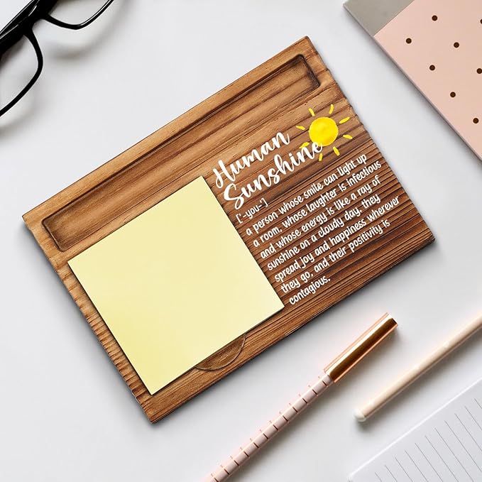 Human Sunshine Sticky Note Holder, Thank You Appreciation Gifts for Women, Men, Friends, Coworker, Nurse, Employee, Inspirational Motivational Quote for Desk Self-Stick Note Pad Holders WPP26