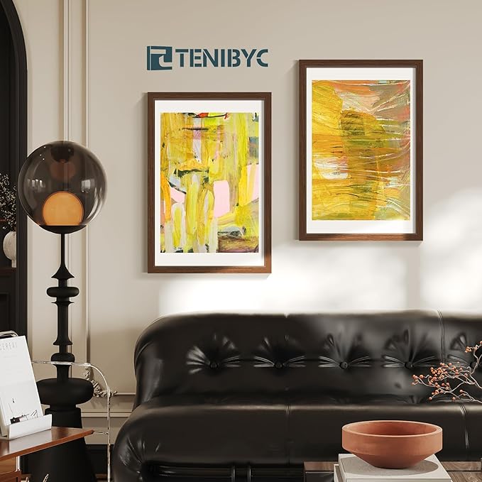 16x24 Wood Frame - 4 Pack, Brown Wood Grain, Display 16x24 or 24x16 Photos, Posters and Puzzles, Picture Frame for Wall