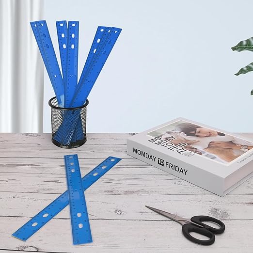 200 Pack 12-Inch Plastic Rulers Bulk, Blue Plastic Ruler, Ruler with Dual-Scale Measurement, Easy to Store, for Educational, Home, or Office and, Practical Use by KUKLIPJIM