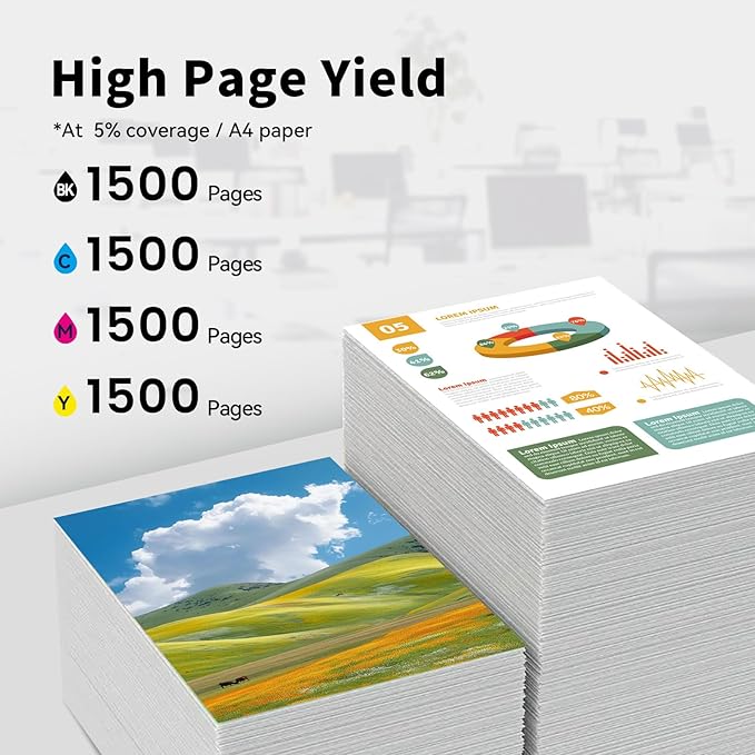 C3210 Toner Cartridges 4 Pack (with Chip) Replacement for Lexmark C3210C0 C3210K0 C3210M0 C3210Y0 Toner Cartridge for Lexmark C3224 C3326 C3426 MC3224 MC3326 MC3426 Printer Ink