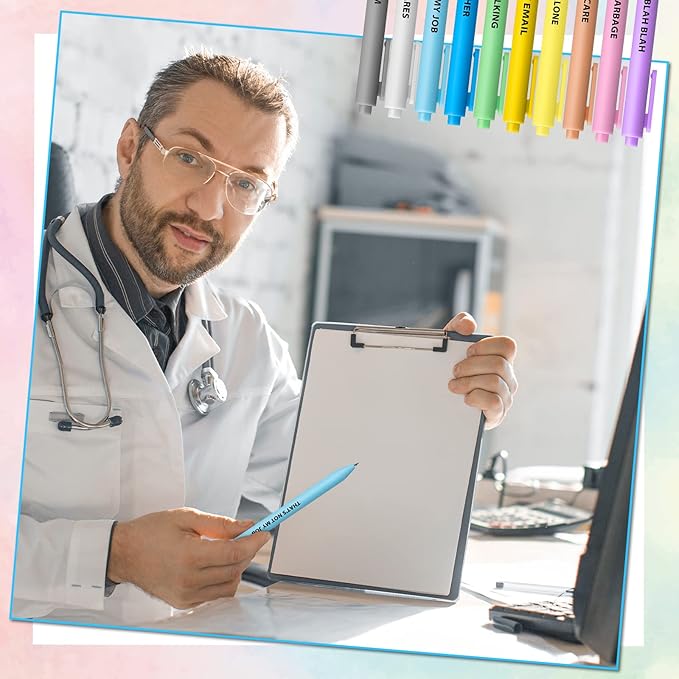 Epakh 50 Pcs Funny Pens Inspirational School Pens Bulk Positive Motivational Quotes on Ballpoint, Black Ink Pen for Adults Back to Schools Gift from Teacher(Interesting,Macaron Color)