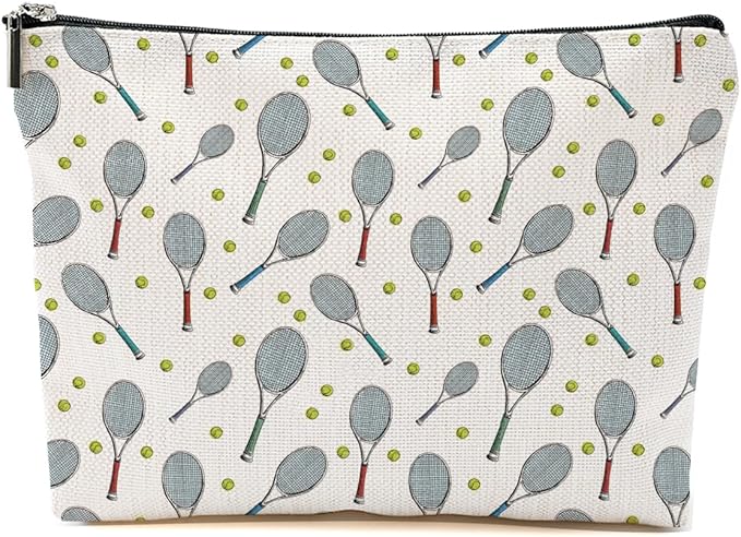 Cute Tennis Makeup Bag Tennis Gifts Tennis Accessories Tennis Lovers Travel Accessories Bag Mothers Day Birthday Inspirational Retirement Gifts for Women Friends Coach Tennis Player Sports Mom BFF